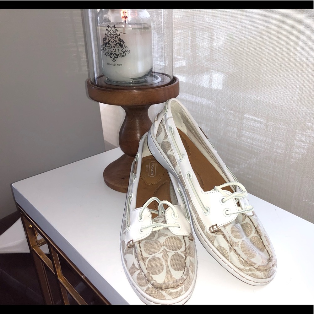 Coach White and Tan Flats